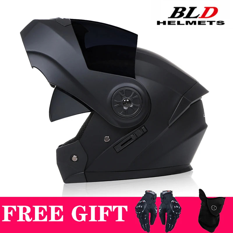 Moto Cross Dual Lens Helmet Interior Visor Safety Casco Modular Flip Up Kask Men's Motorcycle Helmet Voyage Racing DOT Approved