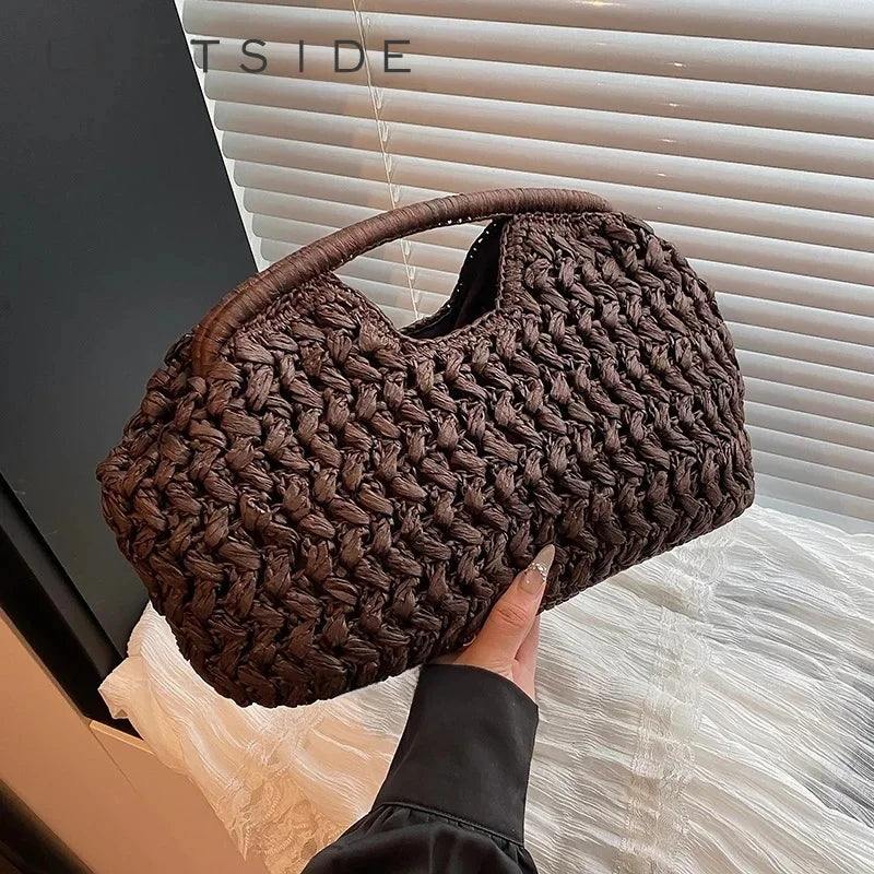 LEFTSIDE Weave Straw Shoulder Bags for Women 2025 Summer Luxury Designer Small Hand Bag Females Beach Bags Handbags and Purses