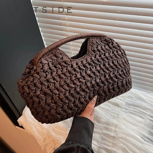 LEFTSIDE Weave Straw Shoulder Bags for Women 2025 Summer Luxury Designer Small Hand Bag Females Beach Bags Handbags and Purses