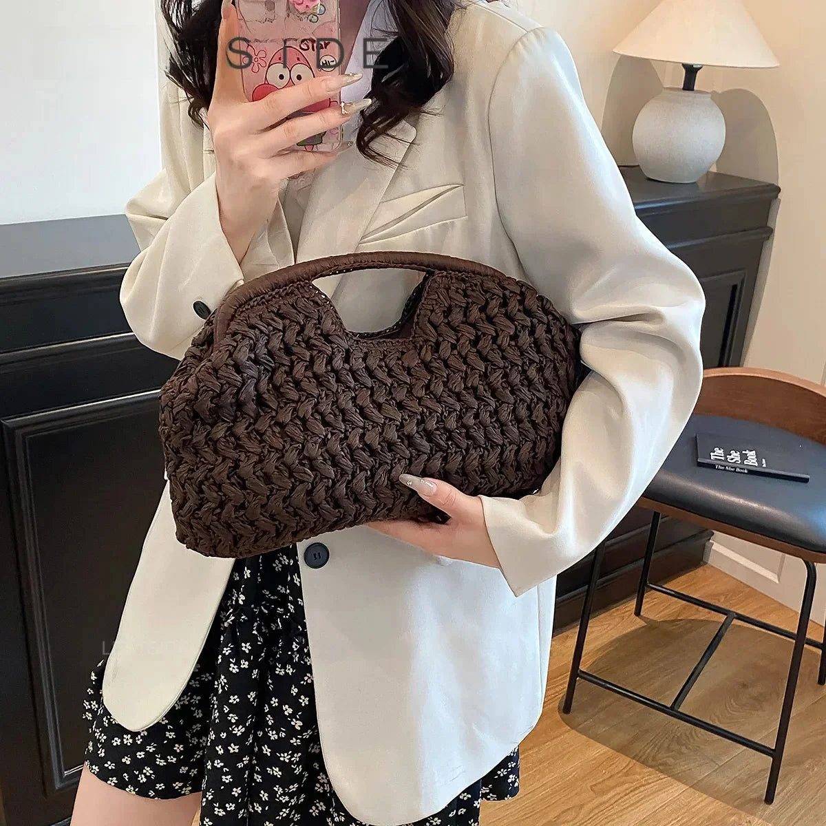 LEFTSIDE Weave Straw Shoulder Bags for Women 2025 Summer Luxury Designer Small Hand Bag Females Beach Bags Handbags and Purses