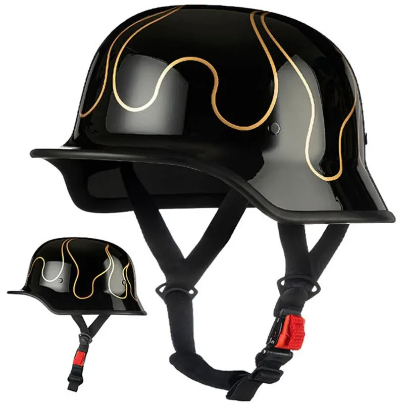 Motorcycle German Style Scoop Helmet Retro Half Helmet Summer Cruising Electric Bike Helmet DOT Approved For Men And Women