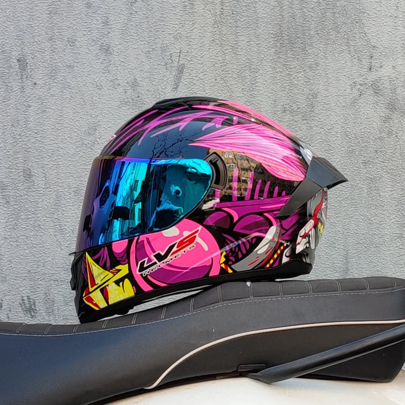 Full Face Racing Helmets Winter Warm Double Visor Motorcycle Helmet Motorbike Sports helmet LVS-701