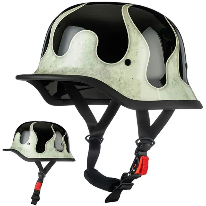 Motorcycle German Style Scoop Helmet Retro Half Helmet Summer Cruising Electric Bike Helmet DOT Approved For Men And Women