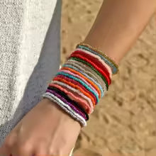 16/20 Pcs/set Bohemian Colorful Rice Beads Bracelets for Women Summer Beach Style Beaded Bracelet Girls Travel Holiday Jewelry